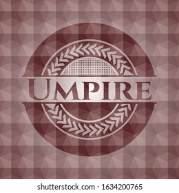 Umpire red seamless emblem or badge with geometric pattern background.