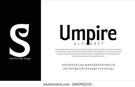 Umpire Serif vector alphabet font for logo design