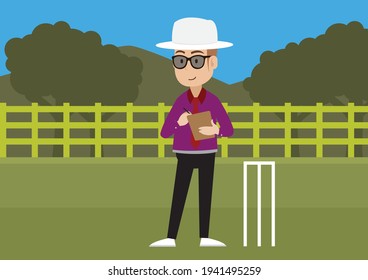 Umpire is writing in a book