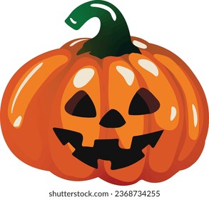 Calabaza sobre fondo blanco. Calabaza naranja con sonrisa para tu diseño para la fiesta de Halloween. Ilustración vectorial.