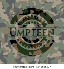 Umpteen written on a camouflage texture. Vector Illustration. Detailed.