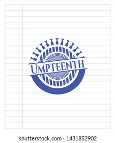 Umpteenth draw with pen effect. Blue ink. Vector Illustration. Detailed.