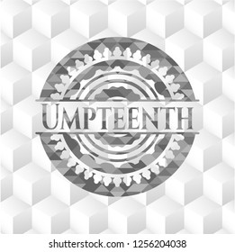 Umpteenth grey emblem with geometric cube white background