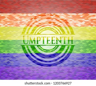 Umpteenth on mosaic background with the colors of the LGBT flag