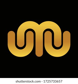 UMU  based black and golden color initial based letter icon logo.