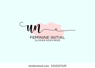 UN beauty monogram and elegant logo design handwriting logo of initial signature, wedding, fashion, floral and botanical with creative template.