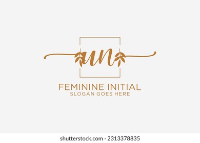 UN beauty monogram and elegant logo design handwriting logo of initial signature, wedding, fashion, floral and botanical with creative template.