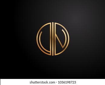 UN circle Shape Letter logo Design in gold color
