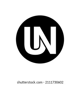 UN Company Name Initial Letters Monogram. UN Symbol.