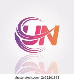 UN Creative Gradient Swirl Monogram Logo - Design moderno da marca da letra abstrata para a marca profissional e a identidade digital