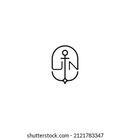 UN creative letter logo design in anchor concept with high quality professional design that will print well across any print media