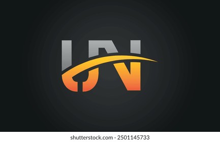 UN creative and modern letter logo design. UN logo design vector in black background.