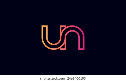 UN Creative And Modern UN Logo. Initial Letter UN Logo Design on Black Background.