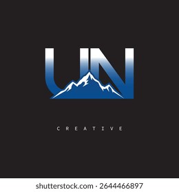 UN Creative Mountain Logo Negrito Gradiente Letra Marca Design de marca para Marcas de Negócios ao Ar Livre