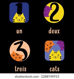 Un deux trois cat t-shirt design