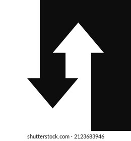 Un and down black and white opposite arrows. Minimal and elegant business concept design vector illustration