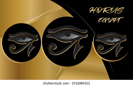 un Eye of Horus. ancient Egyptian symbol of protection. gold and black