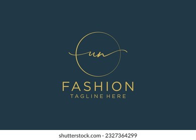 UN Feminine logo beauty monogram and elegant logo design, handwriting logo of initial signature, wedding, fashion, floral and botanical with creative template.