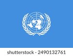 UN Flag with Isolated white symbol on a blue background. The official emblem of the UN. Vector Illustration of Flag of the United Nations on blue background.