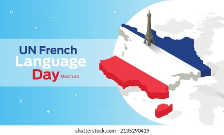 UN French Language Day on March 20 business brochure flyer banner design horizontal template vector, cover presentation abstract, modern publication poster and flag-banner.