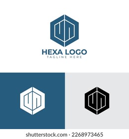 UN hexagon letter monogram logo design tamplate