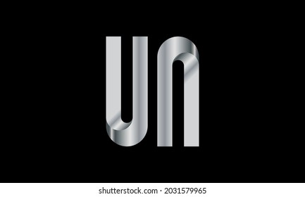 UN initial 3d metal logo design illustration. perfect for any company and brand investment.