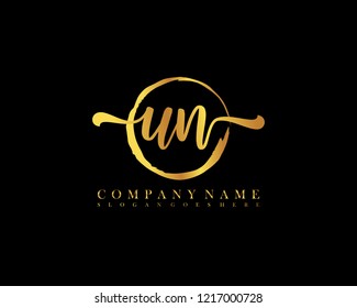 UN initial handwriting logo circle template vector