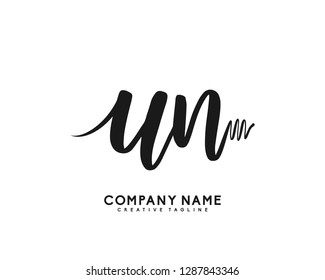 UN Initial Handwriting Logo Template Vector