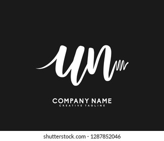 UN Initial Handwriting Logo Template Vector