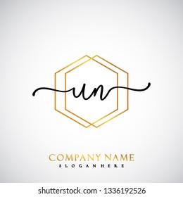 UN Initial Handwriting logo template vector