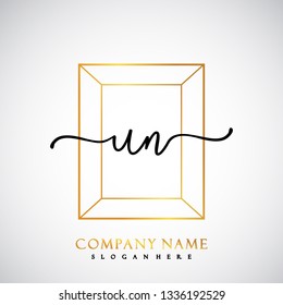 UN Initial Handwriting logo template vector