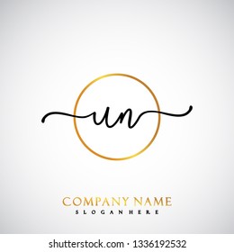 UN Initial Handwriting logo template vector