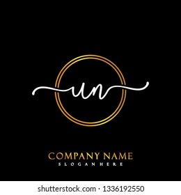 UN Initial Handwriting logo template vector