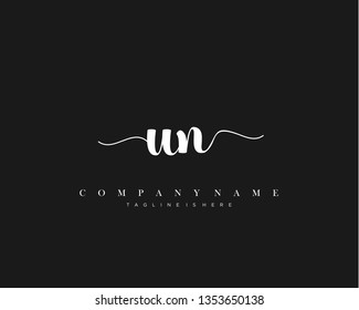 UN initial handwriting logo template vector
