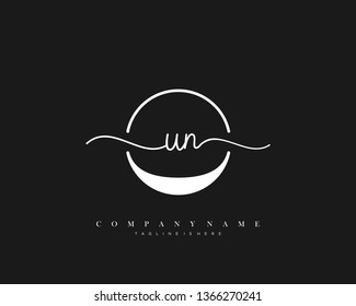 UN initial handwriting logo template vector