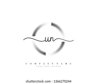 UN initial handwriting logo template vector