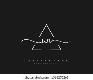 UN initial handwriting logo template vector