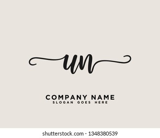 UN Initial Handwriting Logo Vector
