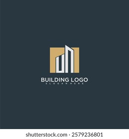 UN initial letter building logo for real estate with square design