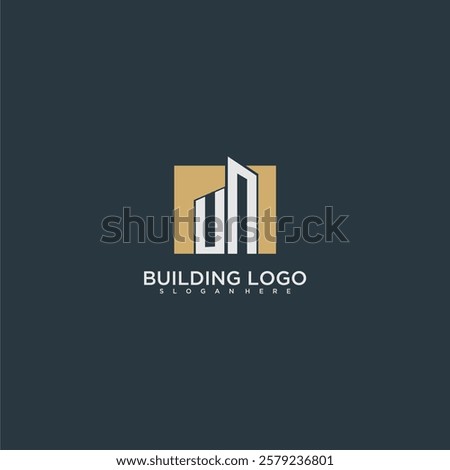 UN initial letter building logo for real estate with square design