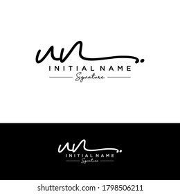 UN Initial letter handwriting and signature logo.