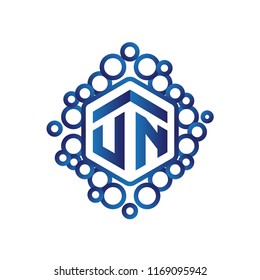 UN Initial letter hexagonal logo vector