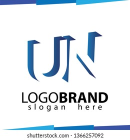 UN Initial Letter logo in negative space vector template