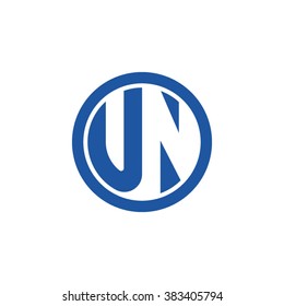 UN initial letters circle business logo blue
