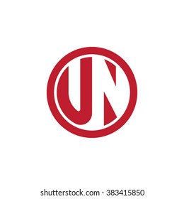 UN initial letters circle business logo red