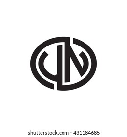 UN initial letters looping linked ellipse monogram logo