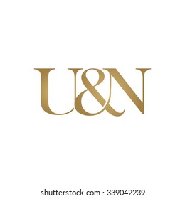 U&N Initial logo. Ampersand monogram golden logo