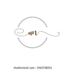 UN Initial Logo Handwriting template letter illustration