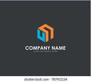 UN initial modern hexagon symbol icon letter logo brand company design vector