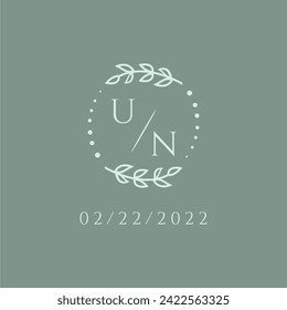 UN initial modern monogram wedding with creative circle line